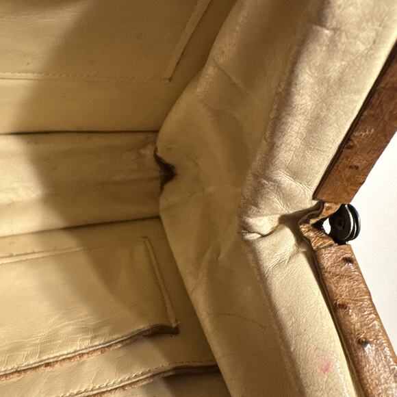 Vintage BrownOstrich Leather Small Hand Bag - Picture 11 of 13